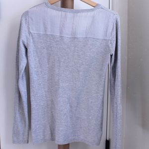 Loft Gray Sweater with Sheer Accent